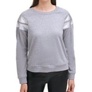 NWT DKNY grey crew neck, long sleeves sweatshirt, rigged details. Size S, fits M